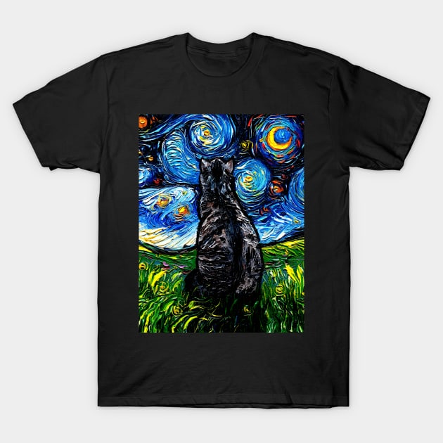 Gray Tabby Night T-Shirt by sagittariusgallery